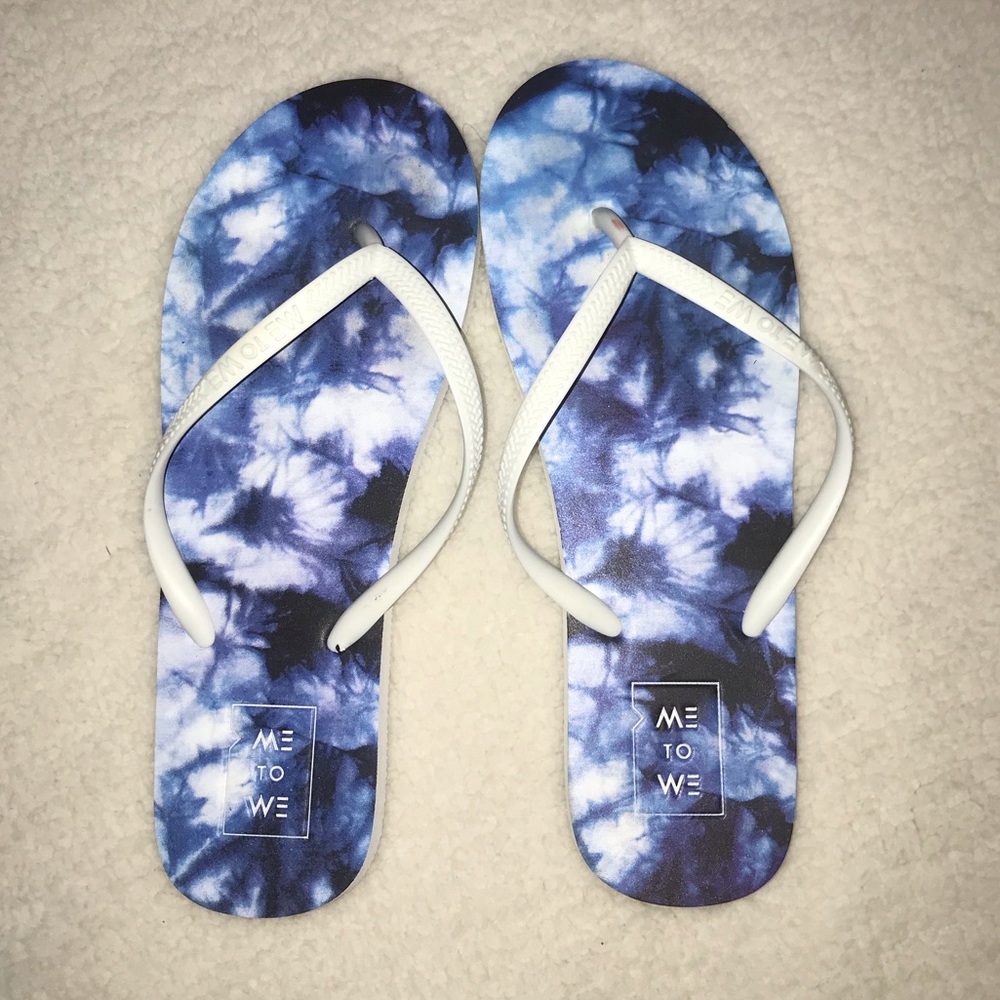 Pacsun Tie Dye Blue Flip Flops